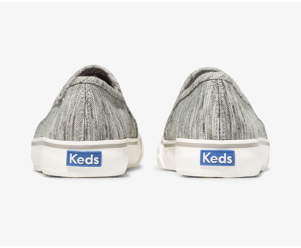 Slip Ons Keds Femme Grise - Double Decker Heathered Stripe Knit - 473-QJNYEF